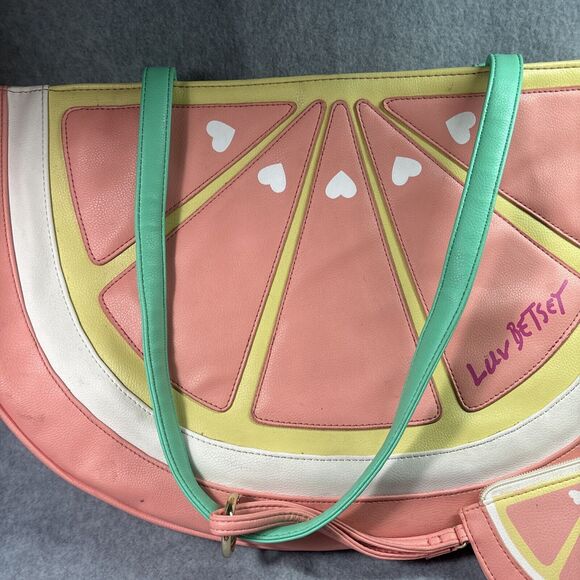 Luv Betsey By Betsey Johnson Purse W Coin Purse Orange Slice Fruit Pink Yellow - Picture 6 of 16